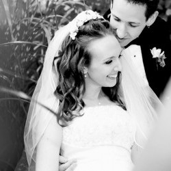 Happy bride and groom